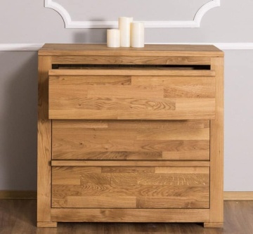 Comoda Stejar Masiv Wild cu 3 sertare, lemn masiv de stejar, 95 x 50 x 90 cm - Img 4