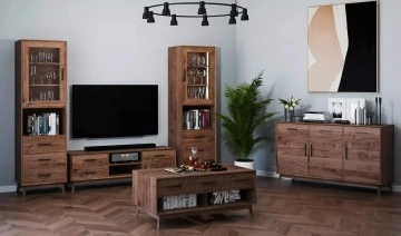 Comoda Terra Home cu 1 usa si 1 sertar, lemn masiv, 50 x 45 x 85 cm - Img 4