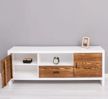 Comoda TV cu 2 usi si 1 sertar Rustic Olala, lemn masiv + mdf, 160 x 40 x 60 cm - Img 3