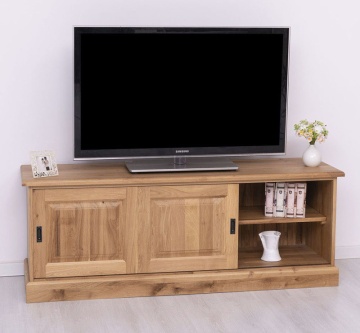 Comoda TV Stejar Wild Country, 2 usi culisante, lemn masiv stejar, 160 x 46 x 60 cm - Img 2