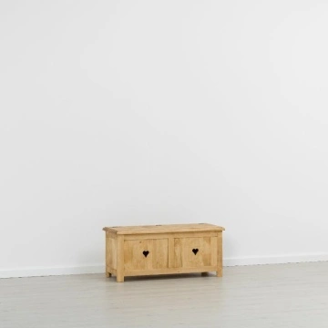 Cufar / Lada zestre Lemn Masiv Rustic Ana cu 1 sertar, 100 x 42 x 44 cm - Img 4