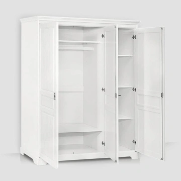 Dulap cu oglinzi Isabella, lemn masiv, 4 usi, 230 x 58 x 198 cm, alb unt - Img 4
