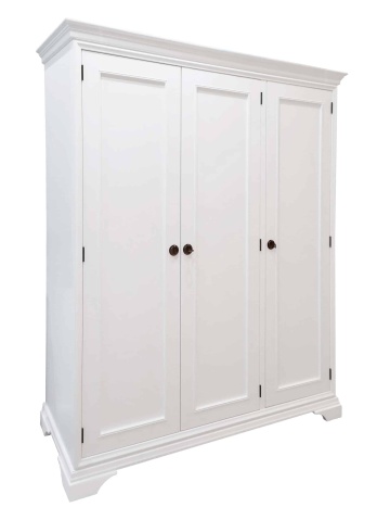 Dulap dormitor Aurelia cu 3 usi, 163 x 64 x 199 cm, alb lemn masiv - Img 1