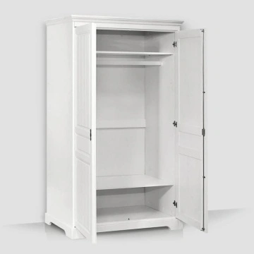 Dulap dormitor Isabella, lemn masiv, 2 usi, 120 x 58 x 198 cm, alb unt - Img 3