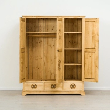 Dulap dormitor Rustic Alpin lemn masiv, 3 usi si 3 sertare, 159 x 65 x 200 cm - Img 4