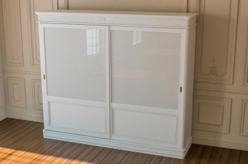 Dulap Dressing cu 2 usi culisante Marsilia, lemn masiv + sticla, L 250 x H 220 cm - Img 3