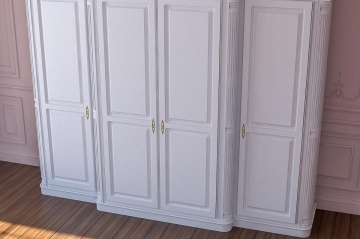 Dulap dressing lemn masiv dormitor Sofia cu 4 usi, 240 x 61.8/71 x 240 cm - Img 2