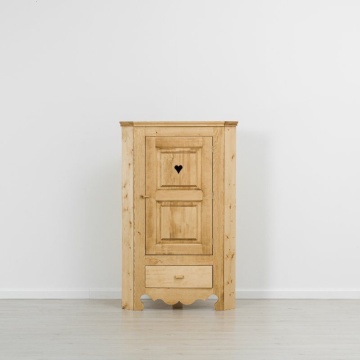 Dulap rustic de colt cu 1 usa si 1 sertar, lemn masiv 95 x 57 x 150 cm - Img 4