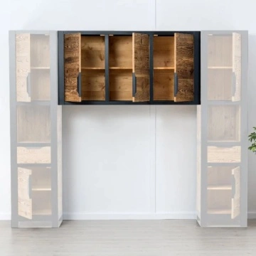 Dulap suspendat Rustic Loft cu 3 usi, Lemn masiv, 175 x 40 x 79 cm - Img 2