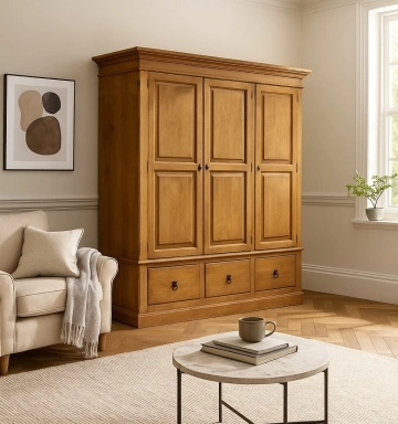 Dulap Valence, lemn masiv, 3 usi si 3 sertare Casa Maria, 186 x 60 x 205 cm