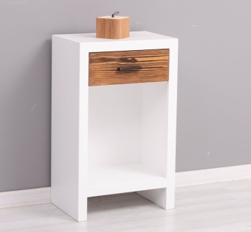 Noptiera cu 1 sertar Rustic Olala, lemn masiv + mdf, 45 x 30 x 74 cm - Img 1