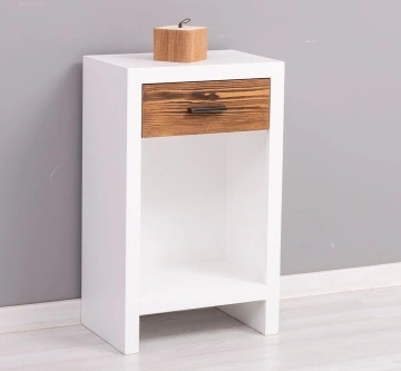 Noptiera cu 1 sertar Rustic Olala, lemn masiv + mdf, 45 x 30 x 74 cm