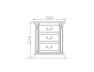 Noptiera cu 3 sertare dormitor Treviso, 58 x 38 x 67 cm - Img 4