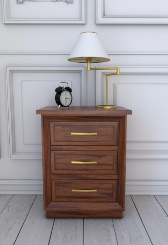 Noptiera dormitor Milano Lemn Masiv furniruit, 3 sertare, L 55 x H 68 cm - Img 1