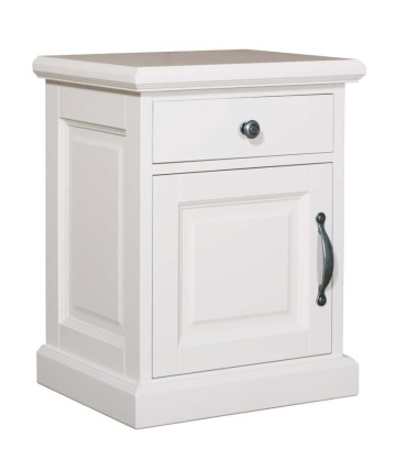 Noptiera Lovely Home cu 1 usa si 1 sertar, lemn masiv alb, 72 x 50 x 93 cm - Img 1