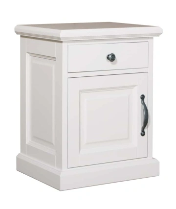 Noptiera Lovely Home cu 1 usa si 1 sertar, lemn masiv alb, 72 x 50 x 93 cm