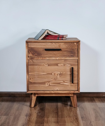 Noptiera Terra Home cu 1 usa si 1 sertar, lemn masiv, 50 x 40 x 64 cm - Img 1