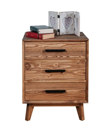 Noptiera Terra Home cu 3 sertare, lemn masiv, 50 x 40 x 64 cm - Img 3