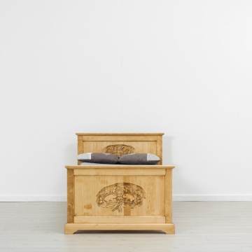 Pat lemn masiv dormitor Rustic Alpin, 90 x 200 cm - Img 2