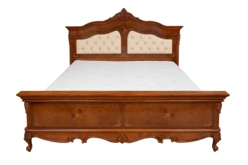 Pat tapitat dormitor Josephine Classic Stil, lemn masiv furnir nuc, 180 x 200 cm - Img 2