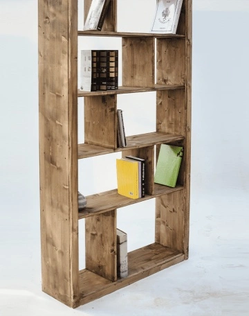 Raft biblioteca Cubicus, lemn masiv pin, 100 x 30 x 200 cm - Img 2