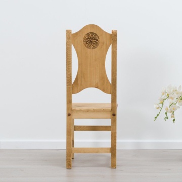 Scaun Lemn Masiv, sculptura pe 2 fete Rustic Alpin, 40 x 42 x 101 cm - Img 2