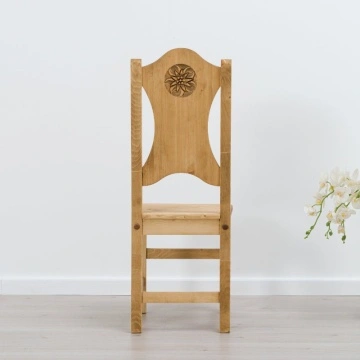 Scaun Lemn Masiv, sculptura pe 2 fete Rustic Alpin, 40 x 42 x 101 cm - Img 2