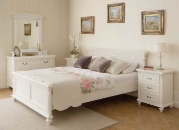 Set mobila dormitor Francesca Classic Stil, 4 piese, vopsit alb