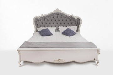Set mobila dormitor Monalisa Classic Stil, 4 piese, vopsit alb cu patina aurie - Img 2