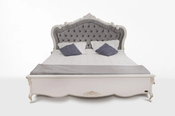 Set mobila dormitor Monalisa Classic Stil, 4 piese, vopsit alb cu patina aurie - Img 2