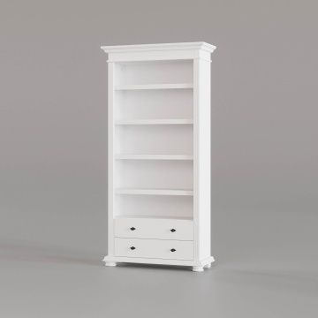 Biblioteca Elena lemn masiv alb unt, 90 × 43 × 200 cm