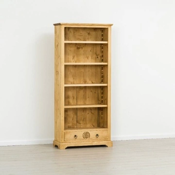Biblioteca Lemn Masiv Rustic Alpin cu 4 polite reglabile, 90 x 38 x 200 cm - Img 4