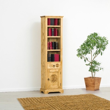 Biblioteca Rustic Alpin lemn masiv, 1 usa si 1 sertar, 52 x 38 x 200 cm