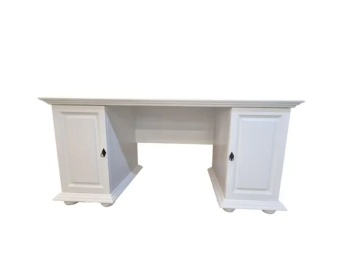 Birou dormitor Noblesse 2 usi, lemn masiv alb, 160 x 67 x 76.6 cm - Img 2