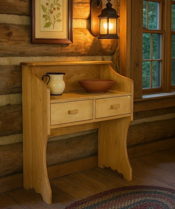 Birou Lemn Masiv Rustic Flame cu 2 sertare, 80 x 50 x 100 cm - Img 1
