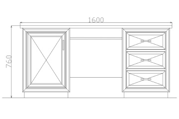 Birou Milano Lemn Masiv furniruit, 1 usa si 3 sertare, 160 x 57 x 76 cm - Img 4