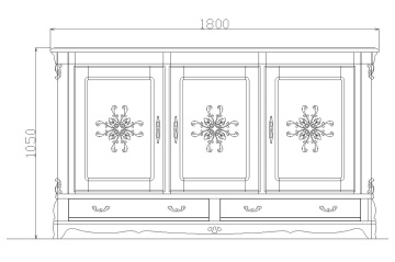 Bufet lemn masiv Royal cu 3 usi si 2 sertare, lemn masiv, 180 x 55 x 105 cm - Img 3