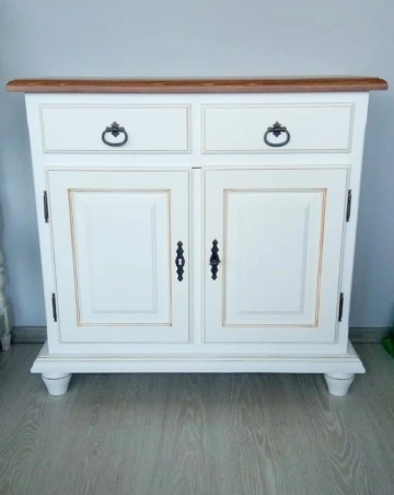 Comoda Casa Maria lemn masiv alb cu patina, 88 x 39 x 82 cm - Img 2