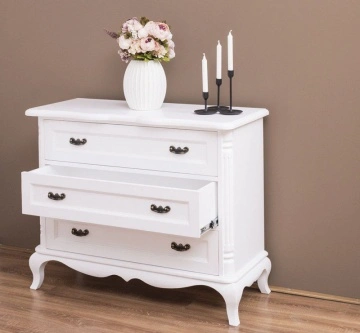 Comoda cu 3 sertare Julietta Classy, alba lemn masiv, 110 x 48 x 89 cm - Img 5