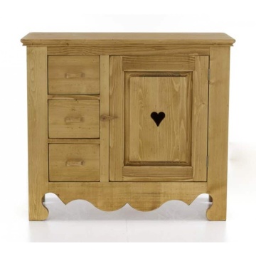 Comoda dormitor Rustic Flame cu 1 usa 3 sertare, Lemn masiv, 94 x 43 x 83 cm - Img 6