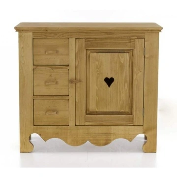 Comoda dormitor Rustika cu 1 usa 3 sertare, Lemn masiv, 94 x 43 x 83 cm - Img 6