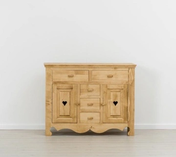 Comoda dormitor Rustika cu 2 usi si 5 sertare, Lemn masiv, 129 x 50 x 100 cm - Img 5