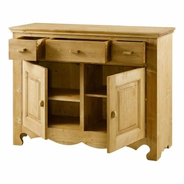 Comoda dormitor Rustika lemn masiv, 2 usi si 3 sertare, 125 x 48 x 98 cm - Img 3