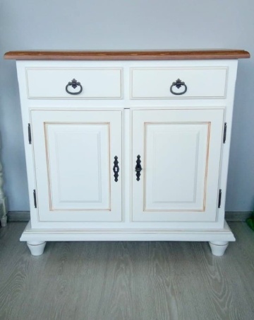 Comoda Inka lemn masiv alb cu patina, 88 x 39 x 82 cm - Img 2