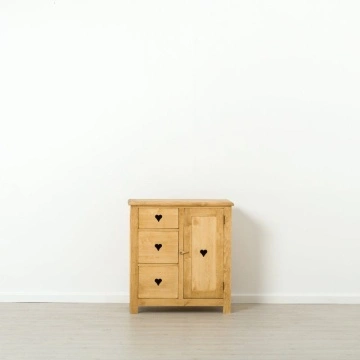 Comoda Lemn Masiv dormitor Rustic Ana cu 1 usa si 3 sertare, 84 x 42 x 89 cm - Img 3