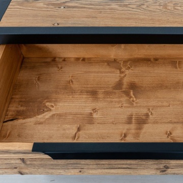 Comoda lemn masiv dormitor Rustic Loft cu 2 usi si 2 sertare, 110 x 50 x 85 cm - Img 6