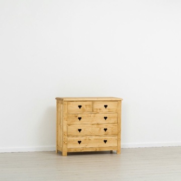 Comoda Lemn Masiv dormitor Rustic Love cu 5 sertare, 100 x 42 x 89 cm - Img 4