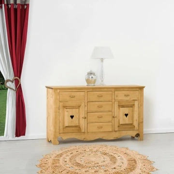 Comoda Rustika lemn masiv, 2 usi si 6 sertare, 160 x 45 x 92 cm