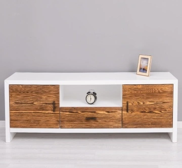Comoda TV cu 2 usi si 1 sertar Rustic Olala, lemn masiv + mdf, 160 x 40 x 60 cm - Img 2