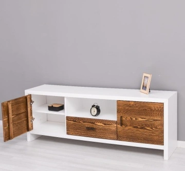 Comoda TV cu 2 usi si 1 sertar Rustic Olala, lemn masiv + mdf, 160 x 40 x 60 cm - Img 4